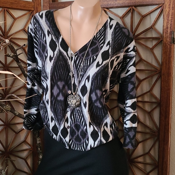 TORY BURCH SWEATER MEDIUM MULTI 100 WOOL LAME - Picture 4 of 16